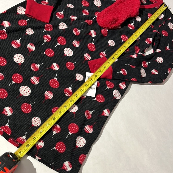 Charter Club Intimates XS Ornaments one piece pajamas with comfy socks NEW! - Picture 4 of 5